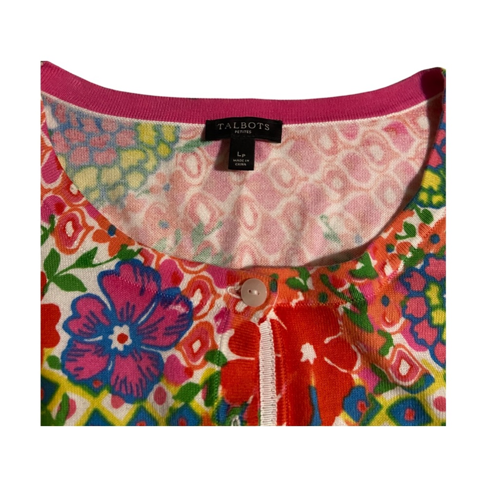 Talbots Multi-Color Floral Button Front Cardigan - image 8
